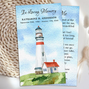 Memorial Poem Lighthouse Funeral Prayer Card