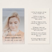 Memorial Poem Prayer Card | Photo Funeral Keepsake (Front & Back)