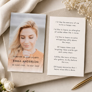 Memorial Poem Prayer Card   Photo Funeral Keepsake