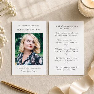 Memorial Poem Prayer Cards   Funeral Photo Favor 