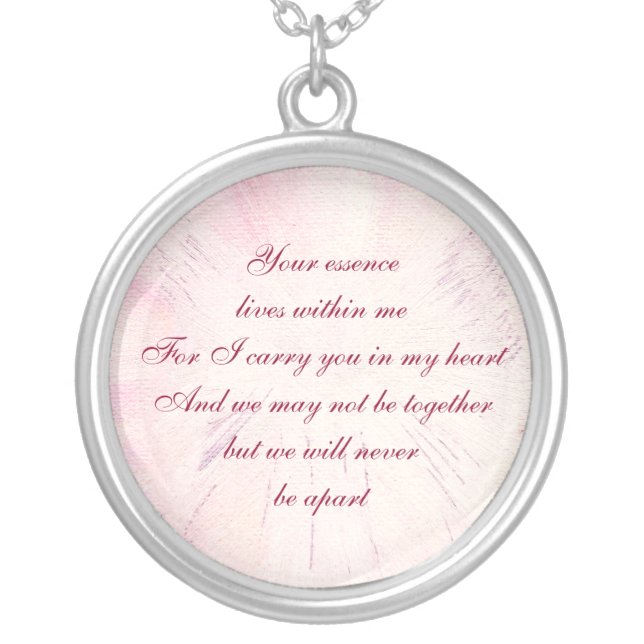Memorial Poem Silver Plated Necklace (Front)