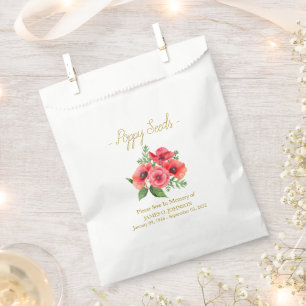 Memorial Poppy Seed Funeral  Favor Bag