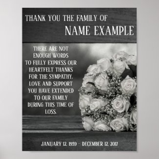 Memorial Poster A bouquet of white roses monochrom