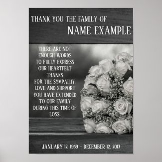 Memorial Poster A bouquet of white roses monochrom