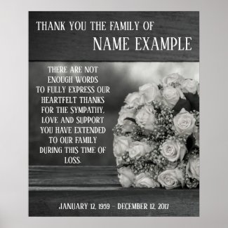 Memorial Poster A bouquet of white roses monochrom
