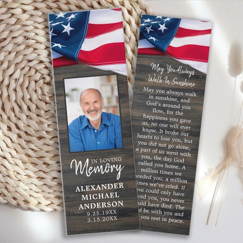 Memorial Prayer Bookmark Patriotic Funeral Card