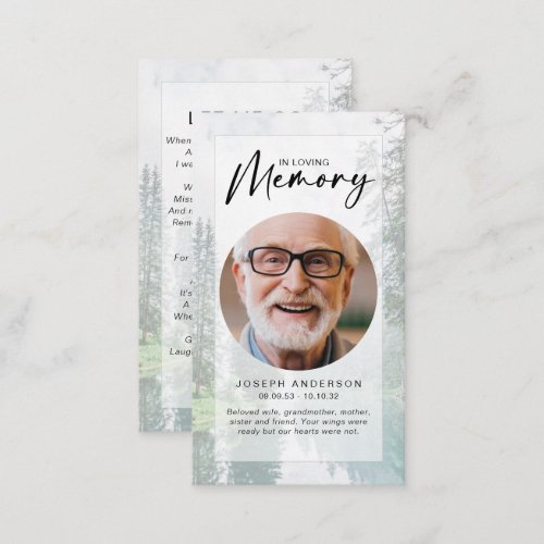 Memorial Prayer Card  Forest