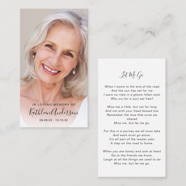 Memorial Prayer Card | Full Photo (Front/Back)