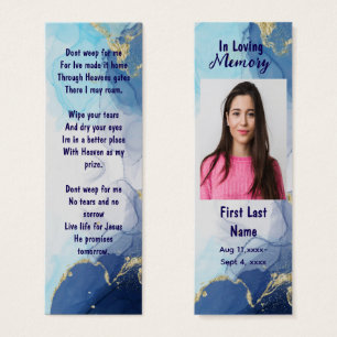 Memorial Prayer Card Funeral Bookmark
