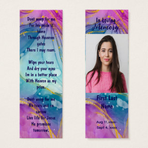 Memorial Prayer Card Funeral Bookmark