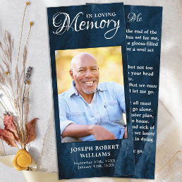 Memorial Prayer Card Funeral Bookmark Blue Photo