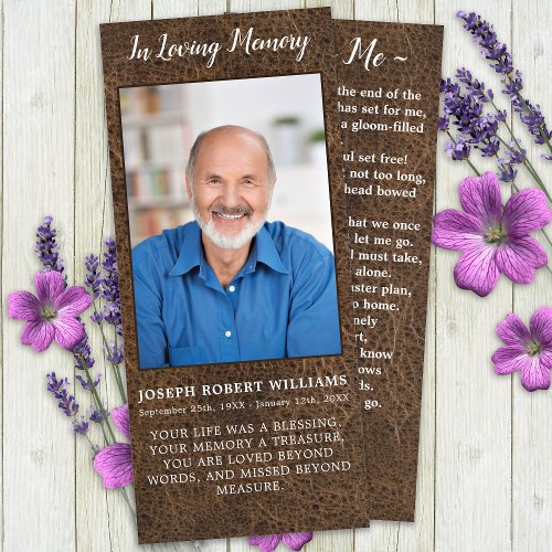Memorial Prayer Card Funeral Bookmark Leather