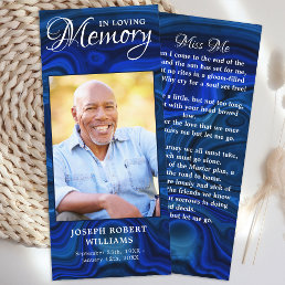 Memorial Prayer Card Funeral Bookmark Photo Blue