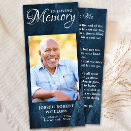 Memorial Prayer Card Funeral Bookmark Photo Blue 
