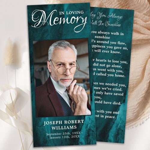Memorial Prayer Card Funeral Bookmark Photo Marble