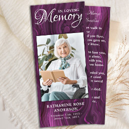 Memorial Prayer Card Funeral Bookmark Purple