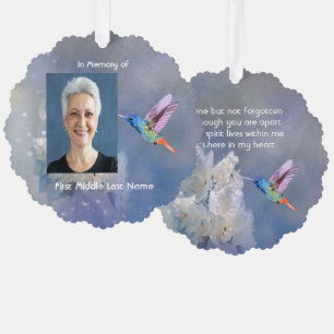 Memorial Prayer Card Hummingbird White Flowers