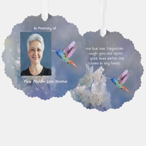 Memorial Prayer Card Hummingbird White Flowers