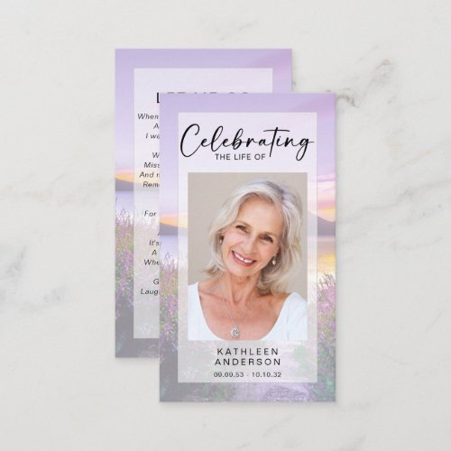 Memorial Prayer Card  Lavender