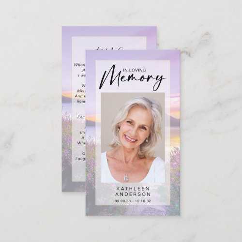 Memorial Prayer Card  Lavender