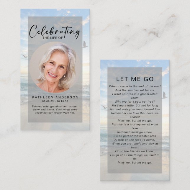 Memorial Prayer Card | Ocean Birds (Front/Back)