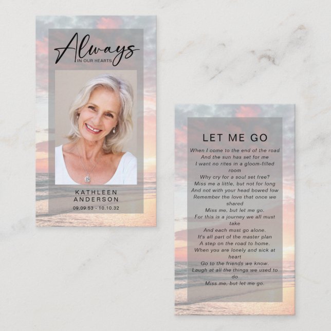 Memorial Prayer Card | Ocean Sunset (Front/Back)