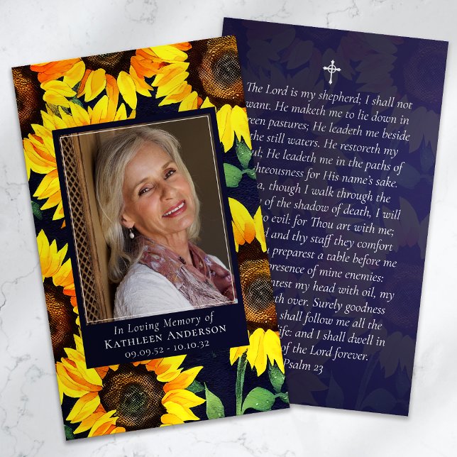 Memorial Prayer Card | Rustic Sunflowers (Creator Uploaded)