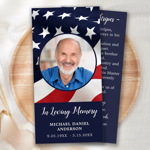 Memorial Prayer Card Stars  Stripes Poem Bookmark