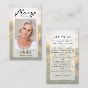 Memorial Prayer Card Sunflowers