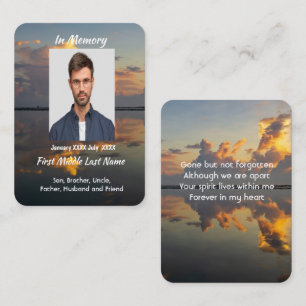 Memorial Prayer Card Water Reflection Sky Cloud