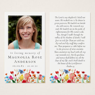 Memorial Prayer Card Wildflower Border