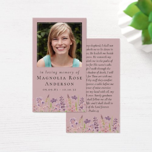  Memorial Prayer Card  Wildflower Lavender