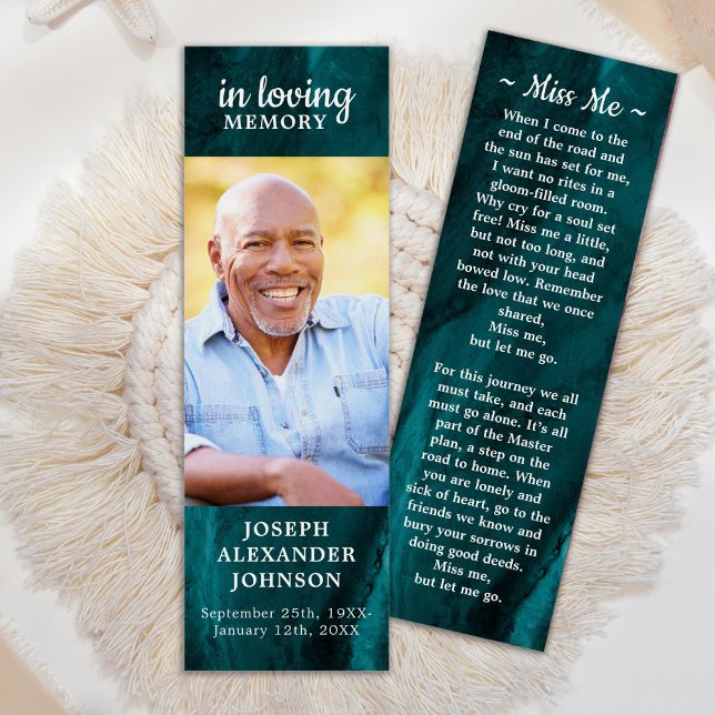 Memorial Prayer Green Marble Funeral Poem Bookmark (Creator Uploaded)