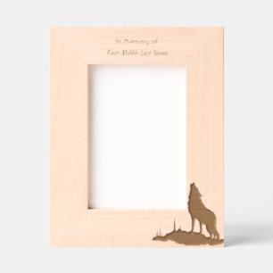 Memorial Prayer Lone Wolf Howling Animal Engraved Frames