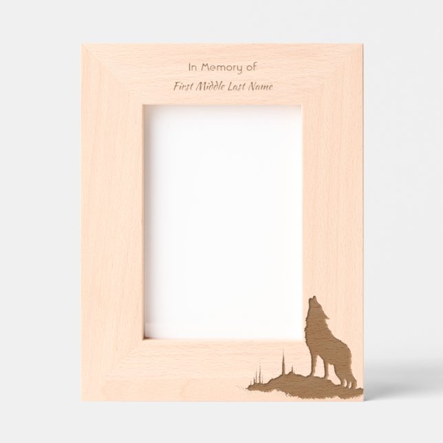  Memorial Prayer Lone Wolf Howling Animal Engraved Frames (Front)
