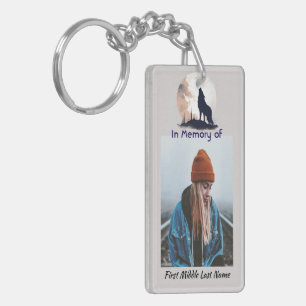 Memorial Prayer Lone Wolf Howling Animal Keychain