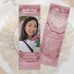 Memorial Prayer Rose Quartz Photo Funeral Bookmark