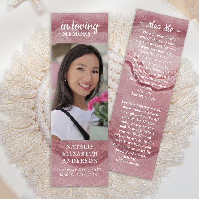 Memorial Prayer Rose Quartz Photo Funeral Bookmark (Creator Uploaded)