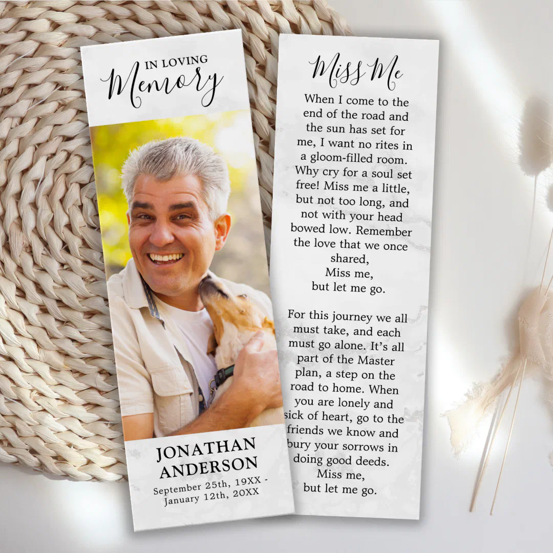 Memorial Prayer Sympathy Photo Funeral Bookmark (Creator Uploaded)