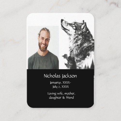 Memorial Prayer Wolf Nature Animal Business Card