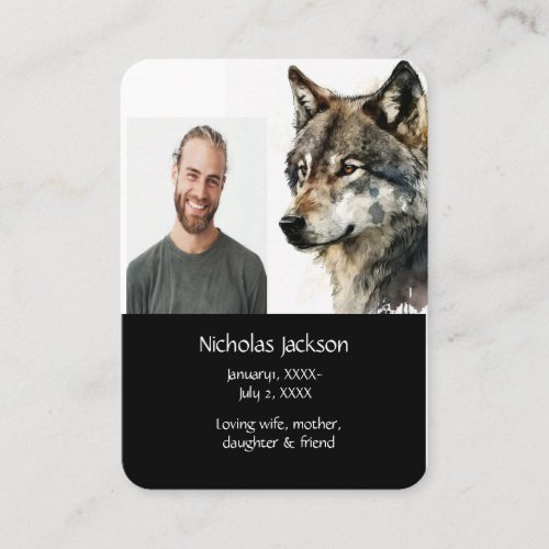 Memorial Prayer Wolf Nature Animal Business Card