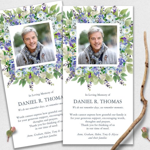 Memorial Purple Florals Funeral Thank You Cards