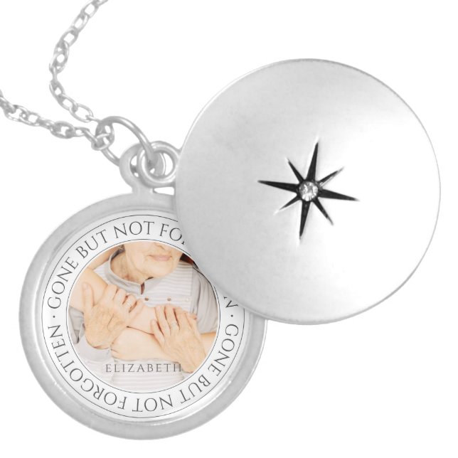 Memorial Quote Classic Elegant Chic Photo Keepsake Locket Necklace (Front)