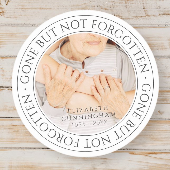 Memorial Quote Classic Elegant Chic Photo Keepsake Round Sticker (Creator Uploaded)