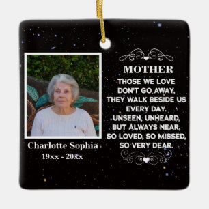 memorial quote for mom Custom Photo and name Ceram Ceramic Ornament