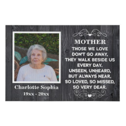 memorial quote for mom Custom Photo and name Faux Canvas Print
