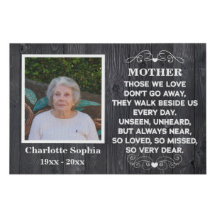 memorial quote for mom Custom Photo and name Faux Canvas Print