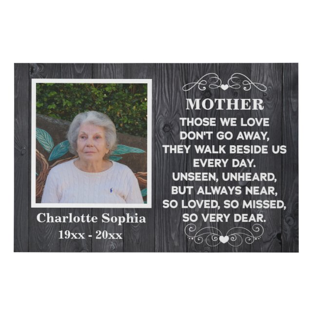 memorial quote for mom Custom Photo and name Faux Canvas Print (Front)