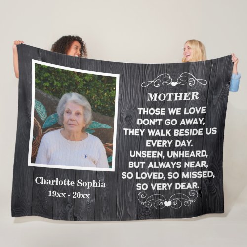 memorial quote for mom Custom Photo and name Fleece Blanket