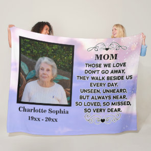 memorial quote for mom Custom Photo and name Fleece Blanket